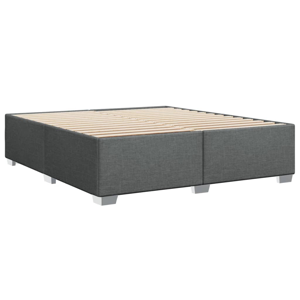 Cadre de lit sans matelas gris foncé 200 x 200 cm tissu - 6