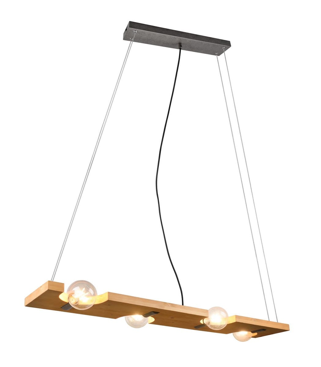 Lampa wisząca Tailor czarna-jasne drewno 4xE27x10W wym: 150 x 115 x 20 cm metal Trio