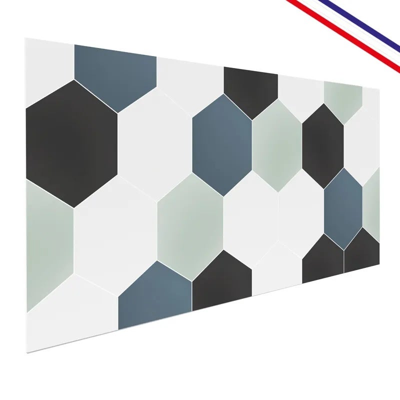 Crédence de salle de bain en PVC style carreaux de ciment bleu 140x30 cm (en 2 bandeaux) - Scandi - 4