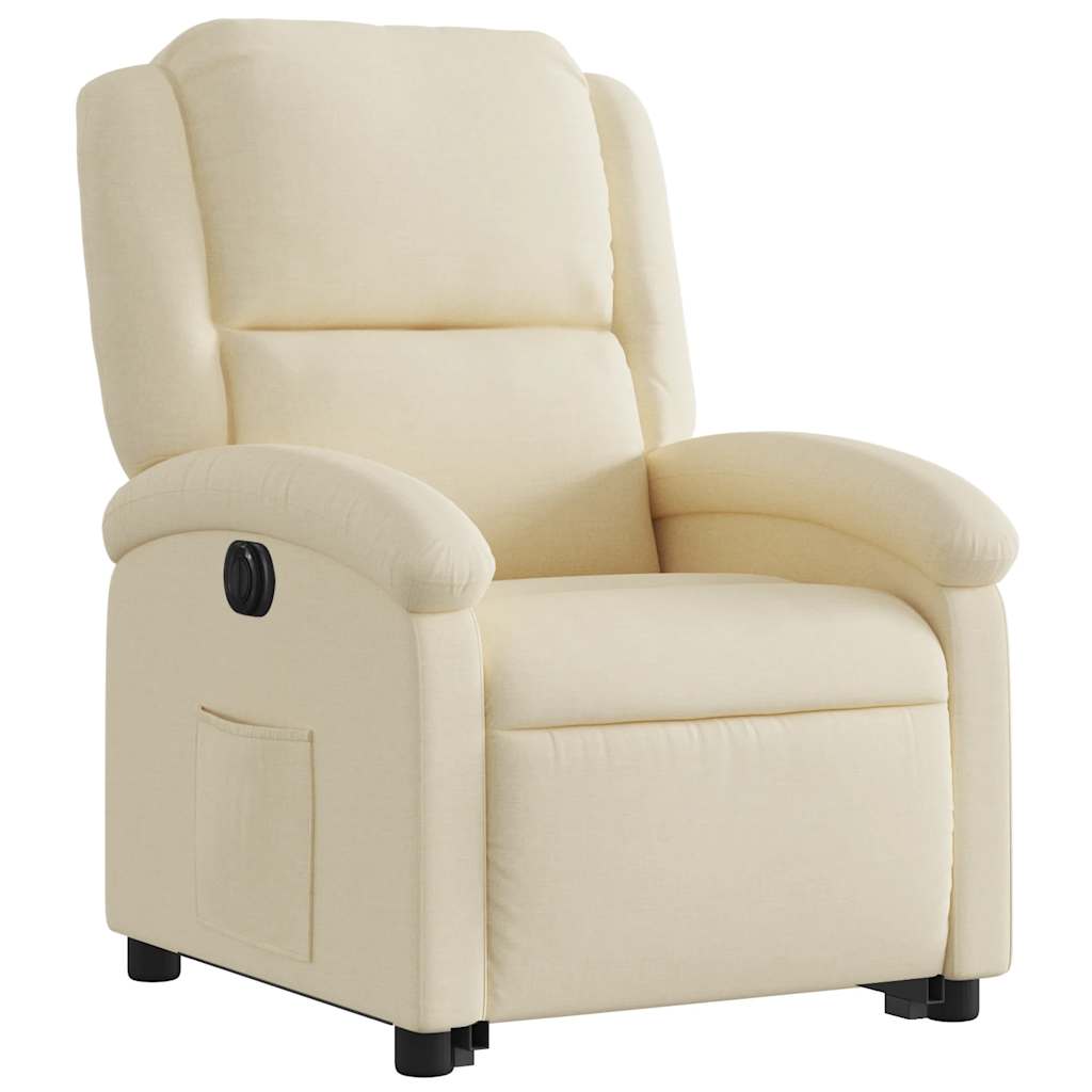 Fauteuil inclinable électrique crème tissu - 4