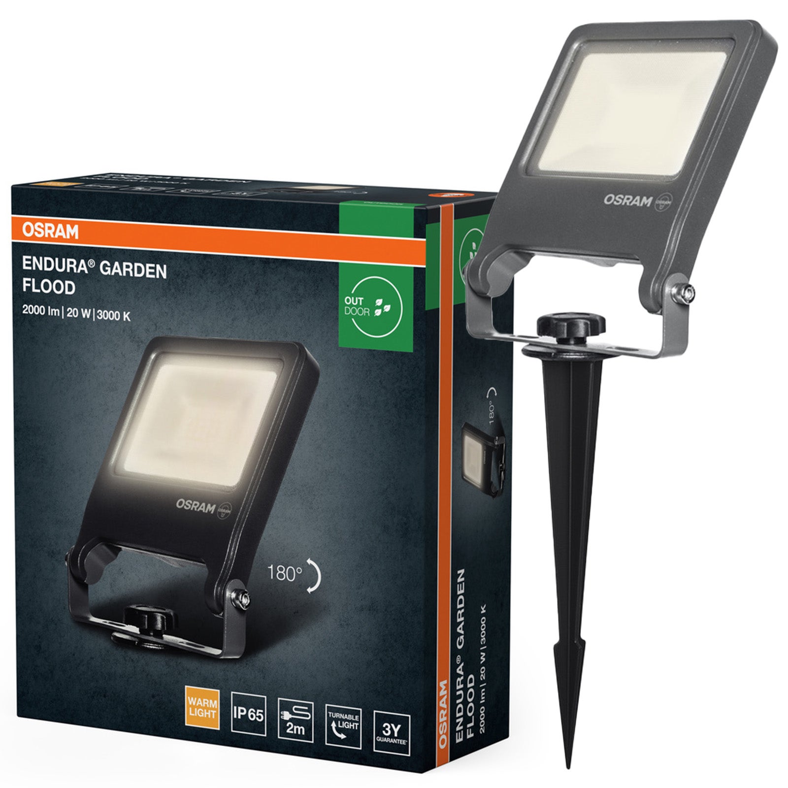 Lampa Ogrodowa Osram LED Wbijana LED 20W 1700lm 3000K Ciepła biel Szary IP65 1 szt.
