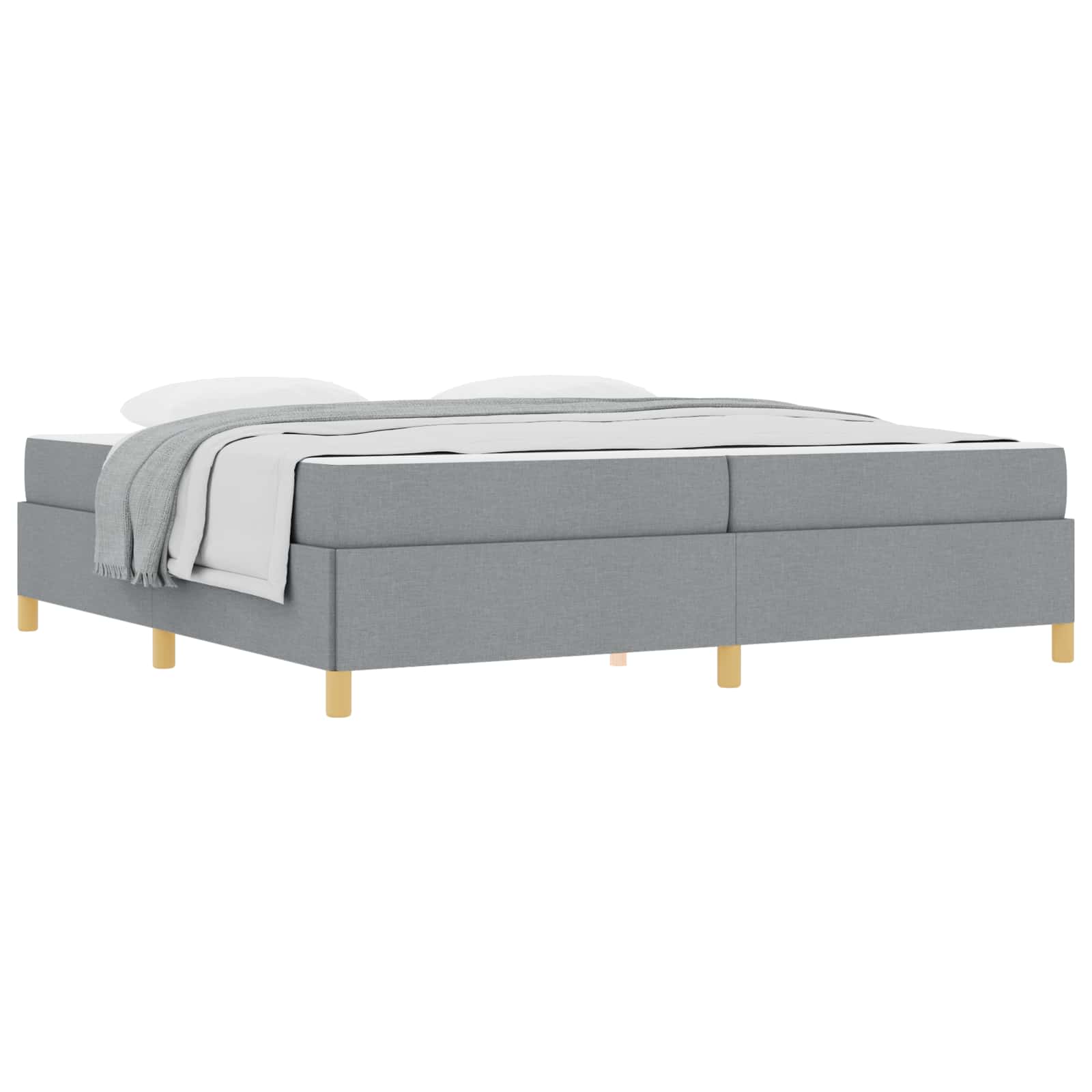 Cadre de lit gris clair, tissu, pour la chambre, 200 × 200 cm - 2