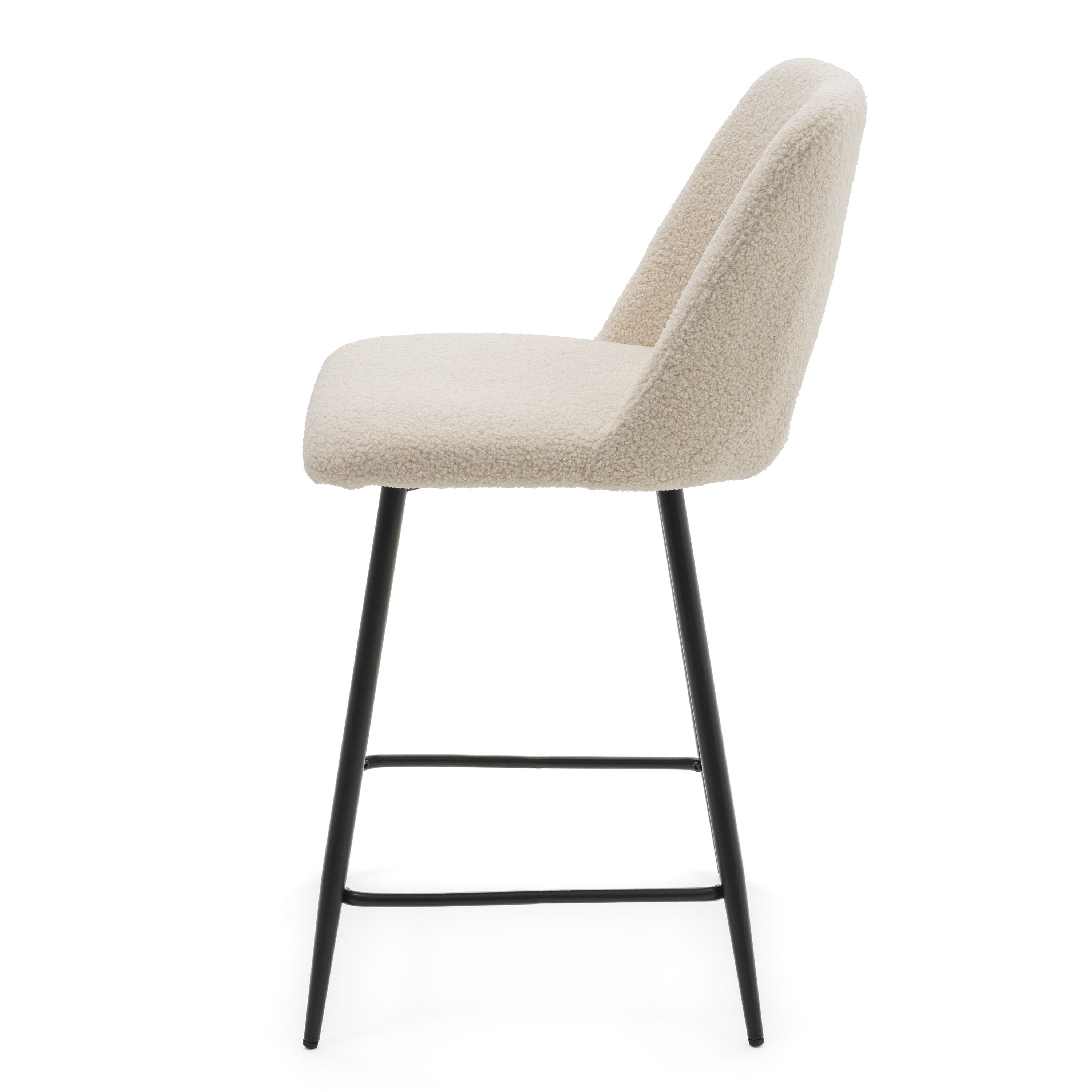 Hoker tapicerowany boucle teddy do salonu jadalni barowy ORO jasnobeżowy ecru - 6