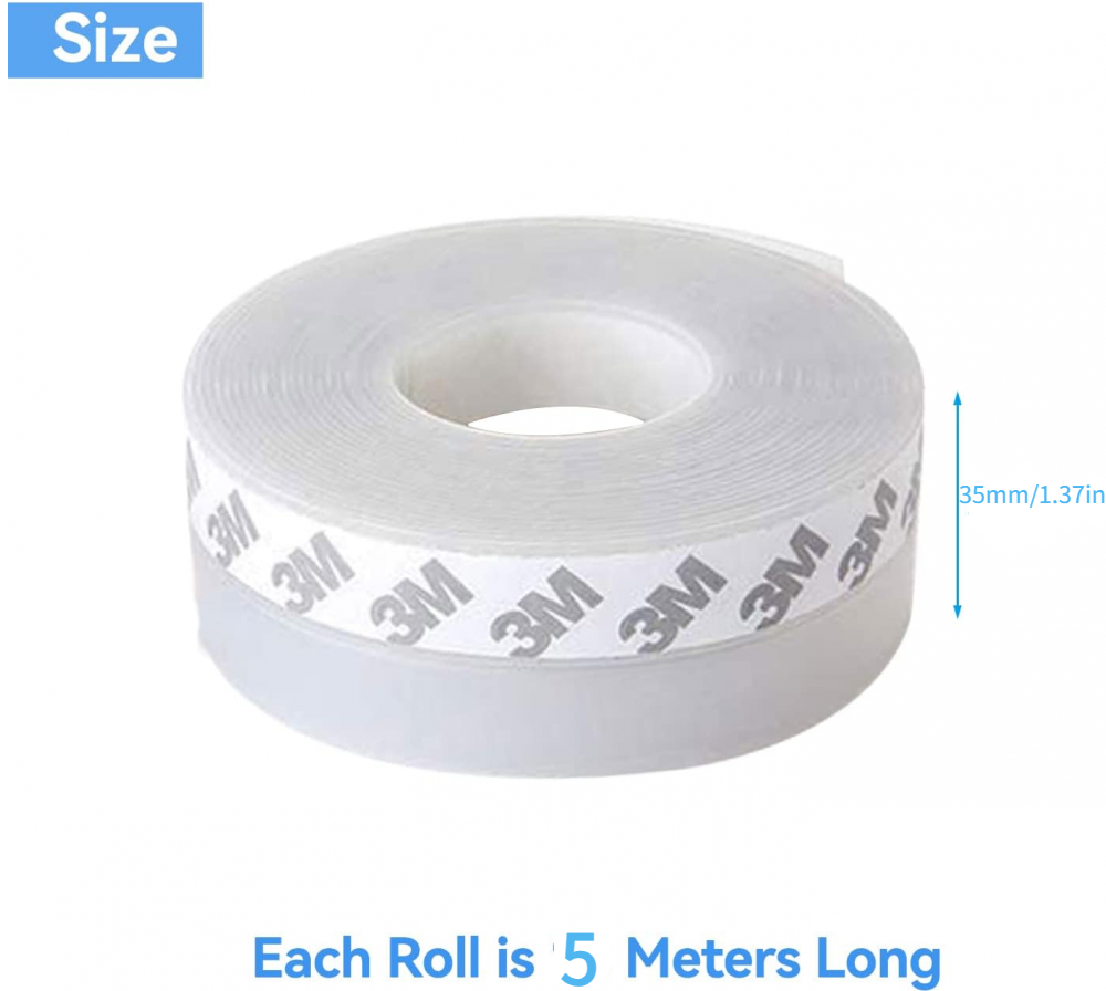 Tira de sellado de 5 m x 35 mm - Silicona transparente, resistente a la intemperie, impermeable, aislante para puertas y ventanas - 2