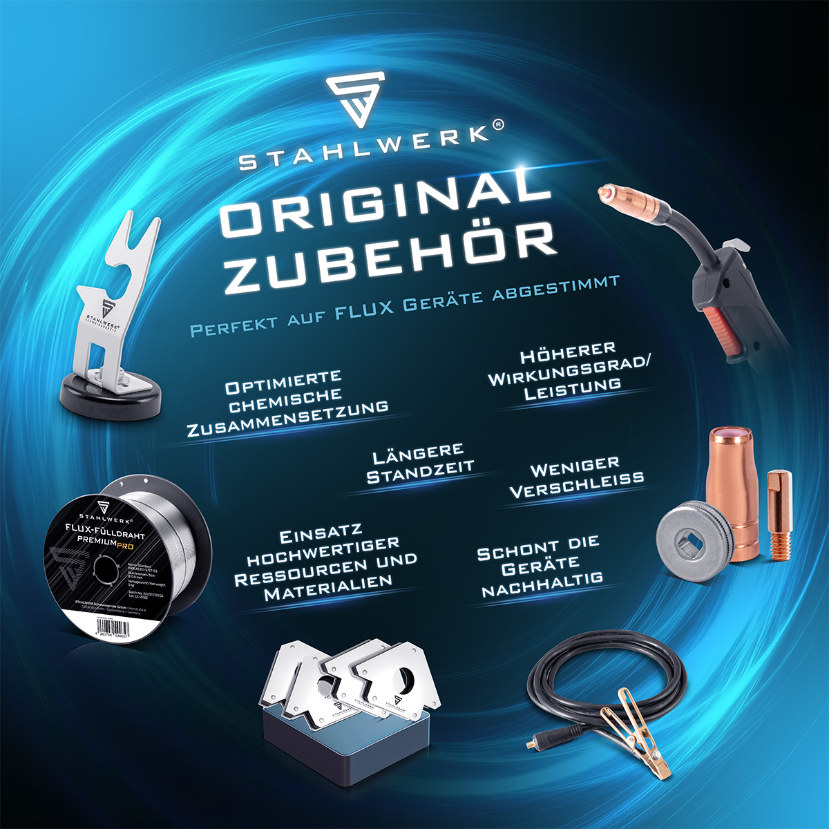 STAHLWERK Fil fourré, jeu de 3 FLUX E71T-GS 0,9 mm 0,45 kg Rouleau de fil D100 MIG MAG - 4