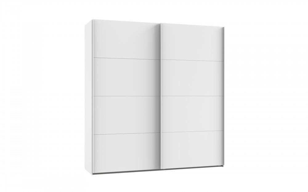 Armoire portes coulissantes RONNA blanc poignées aluminium mat largeur