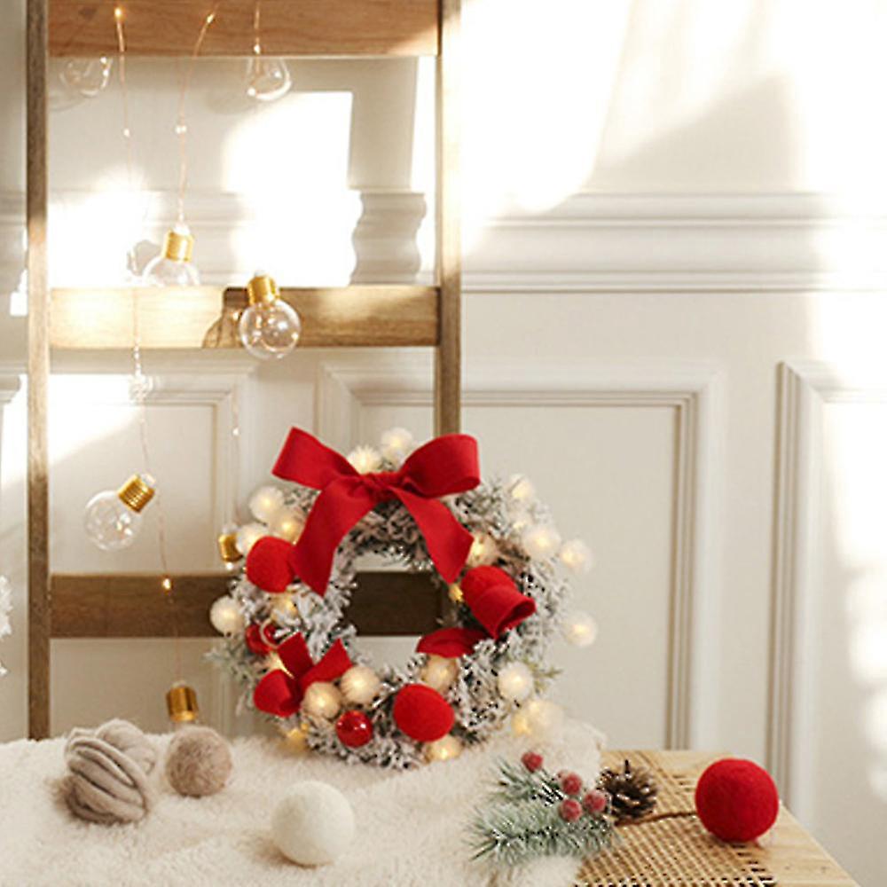 40cm Couronne de Noël avec LED et Crochet pour Porte d'entrée avec