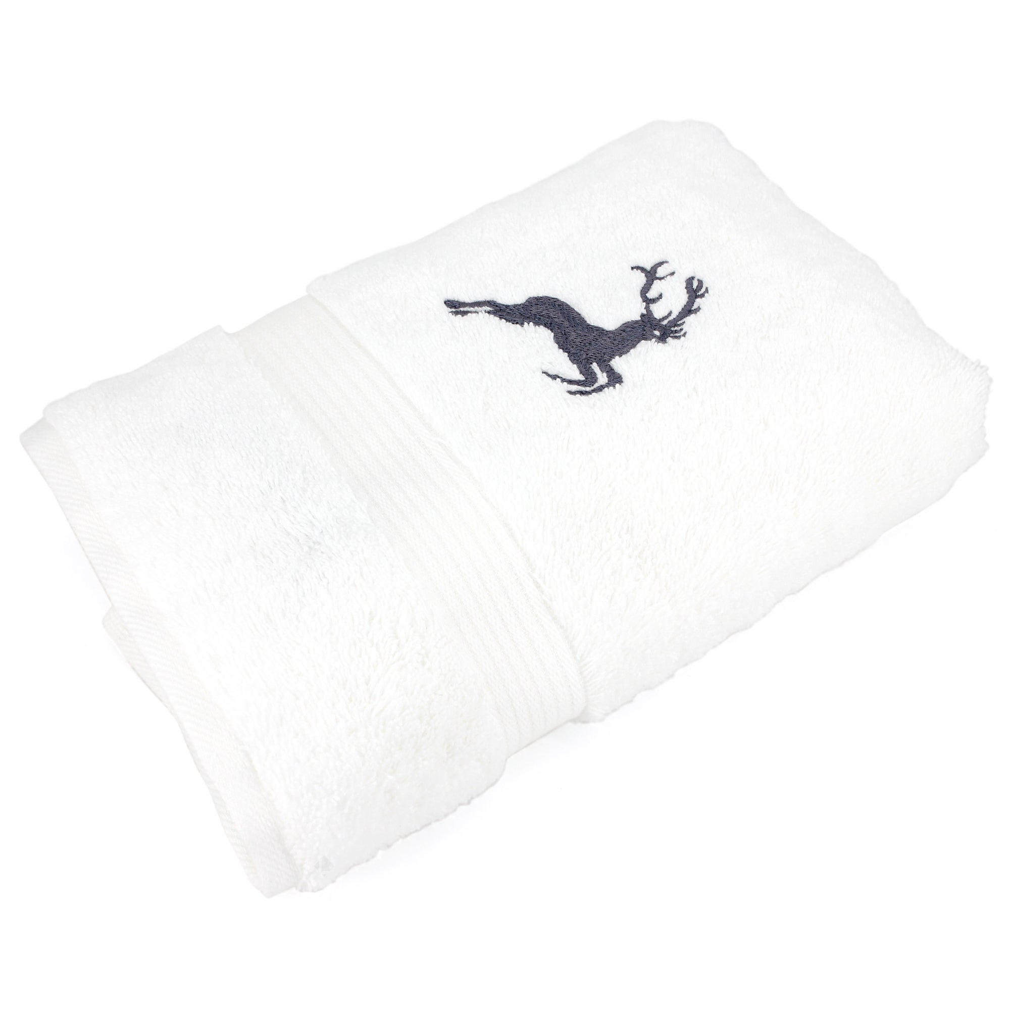 Serviette invit?� 30x50 cm HIRSH Blanc/Gris 600 g/m2 | Leroy Merlin
