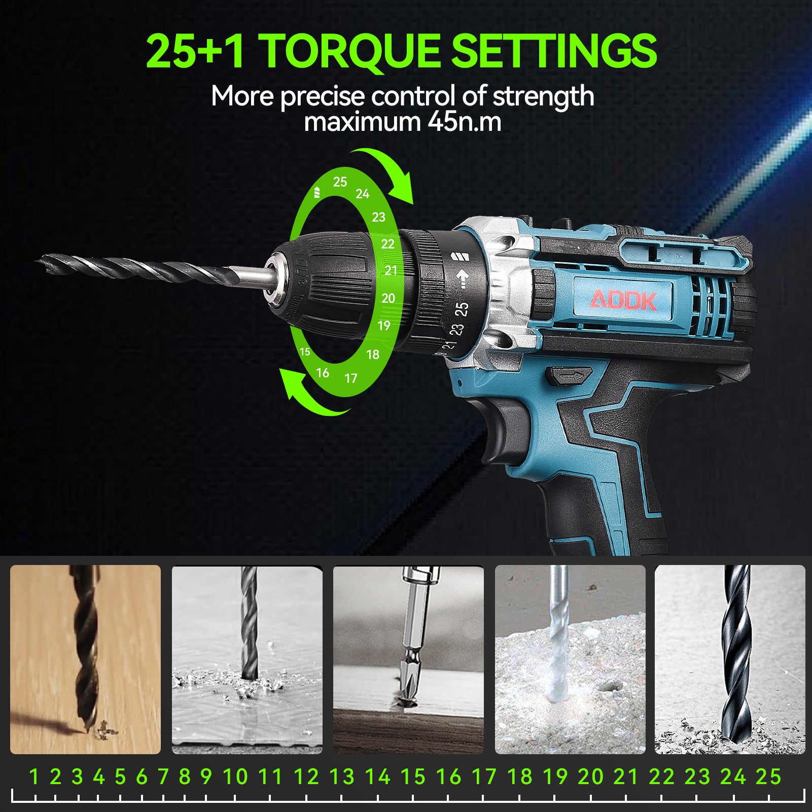 Trapano avvitatore a batteria da 21 V: 2 batterie da 1500 mAh, 3 in 1 (avvitamento, foratura, foratura a percussione), cacciavite - 3