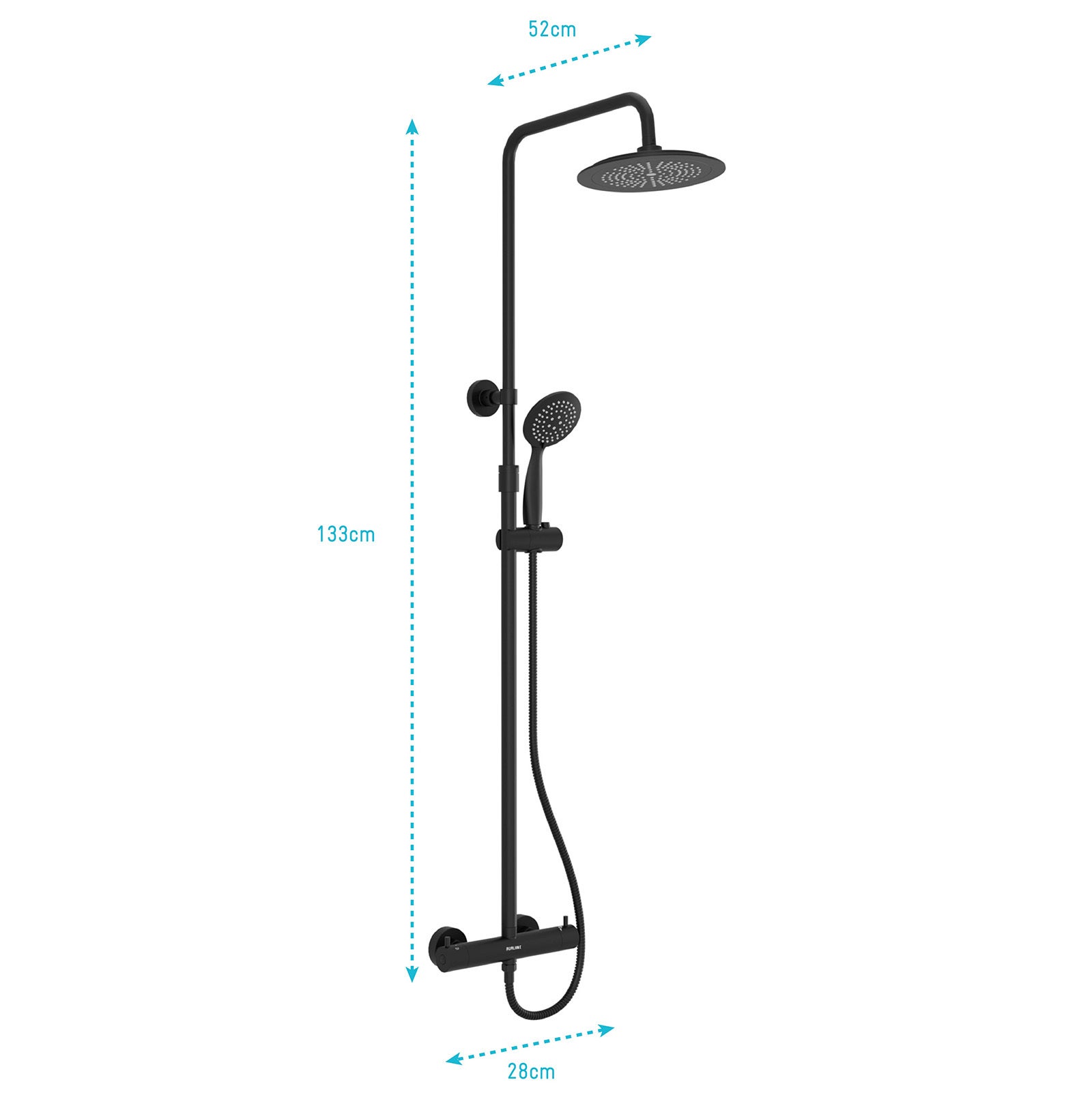 Columna de ducha Termostática Negro mate - 133x28x52 cm - MOLLY BLACK - 5