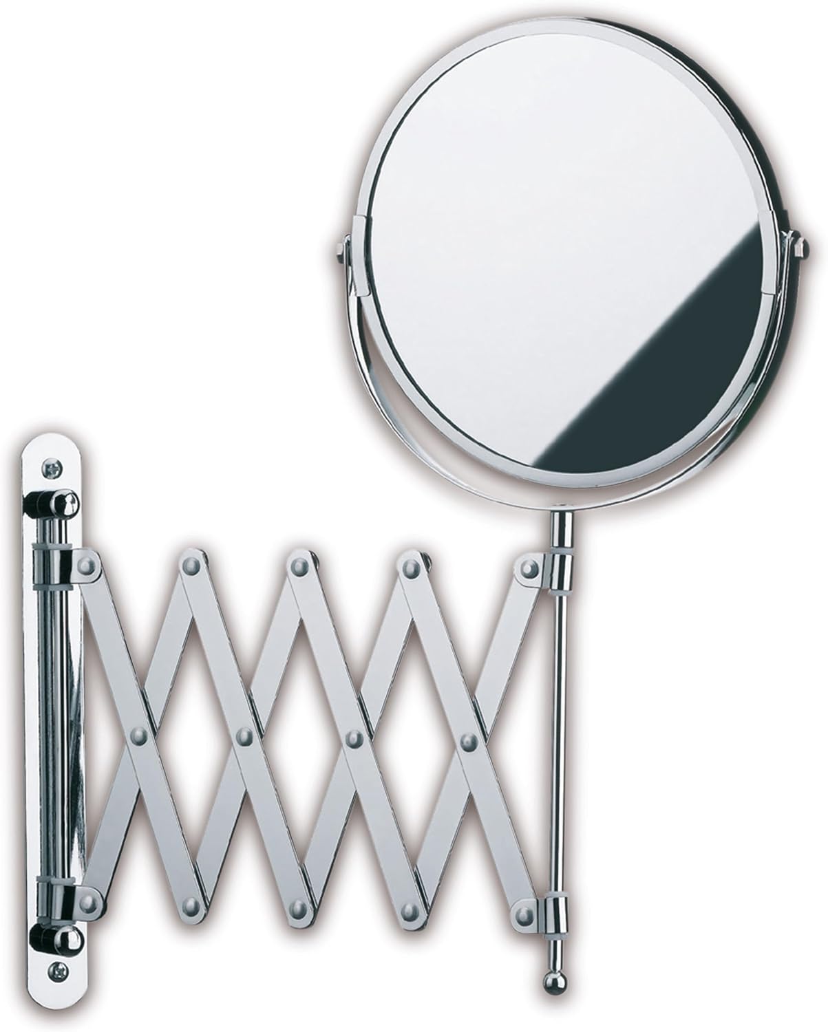 Ścienne lusterko kosmetyczne, powiększające 5x, metal chromowany