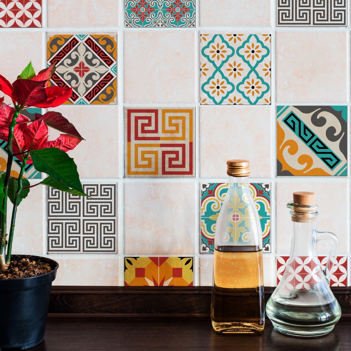 9 adesivi piastrelle di cemento azulejos violetta - Sticker adesivo - adesivi murali - 9stickers10x10cm - 4