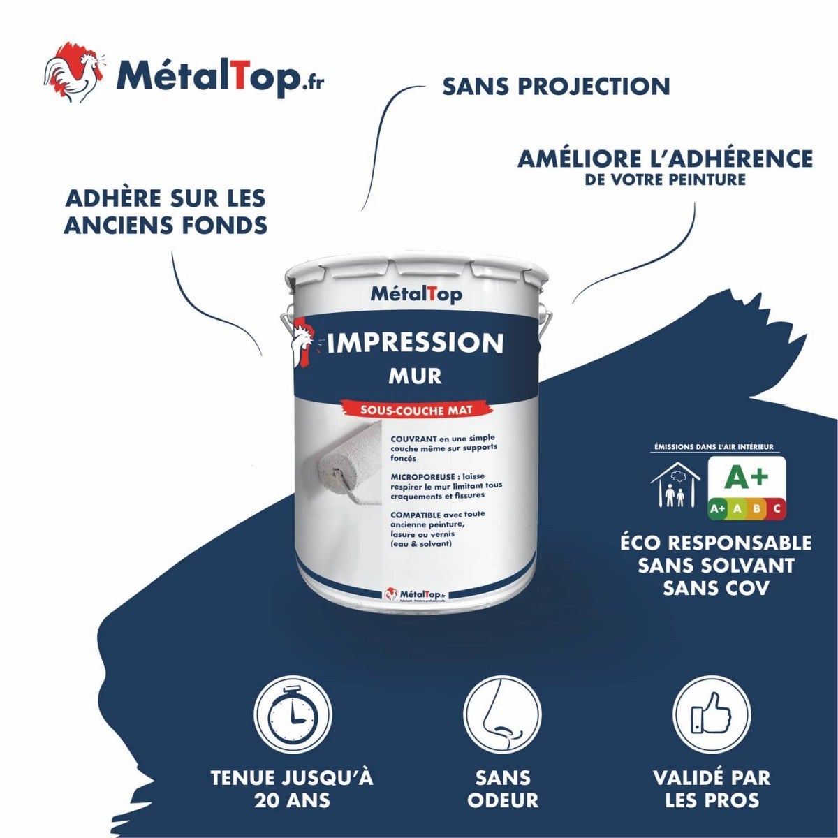 Impression Mur - lanc - 1 L - Métaltop - 3