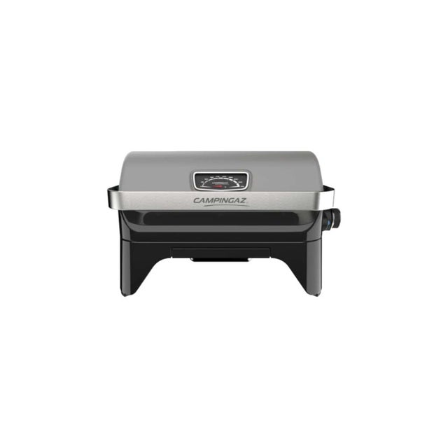 CAMPINGAZ Attitude2go Low Smoke Portable Table Grill with Lid, Thermometer and Cast Iron Grill Power Supply: Gas Bottle R907, Grey