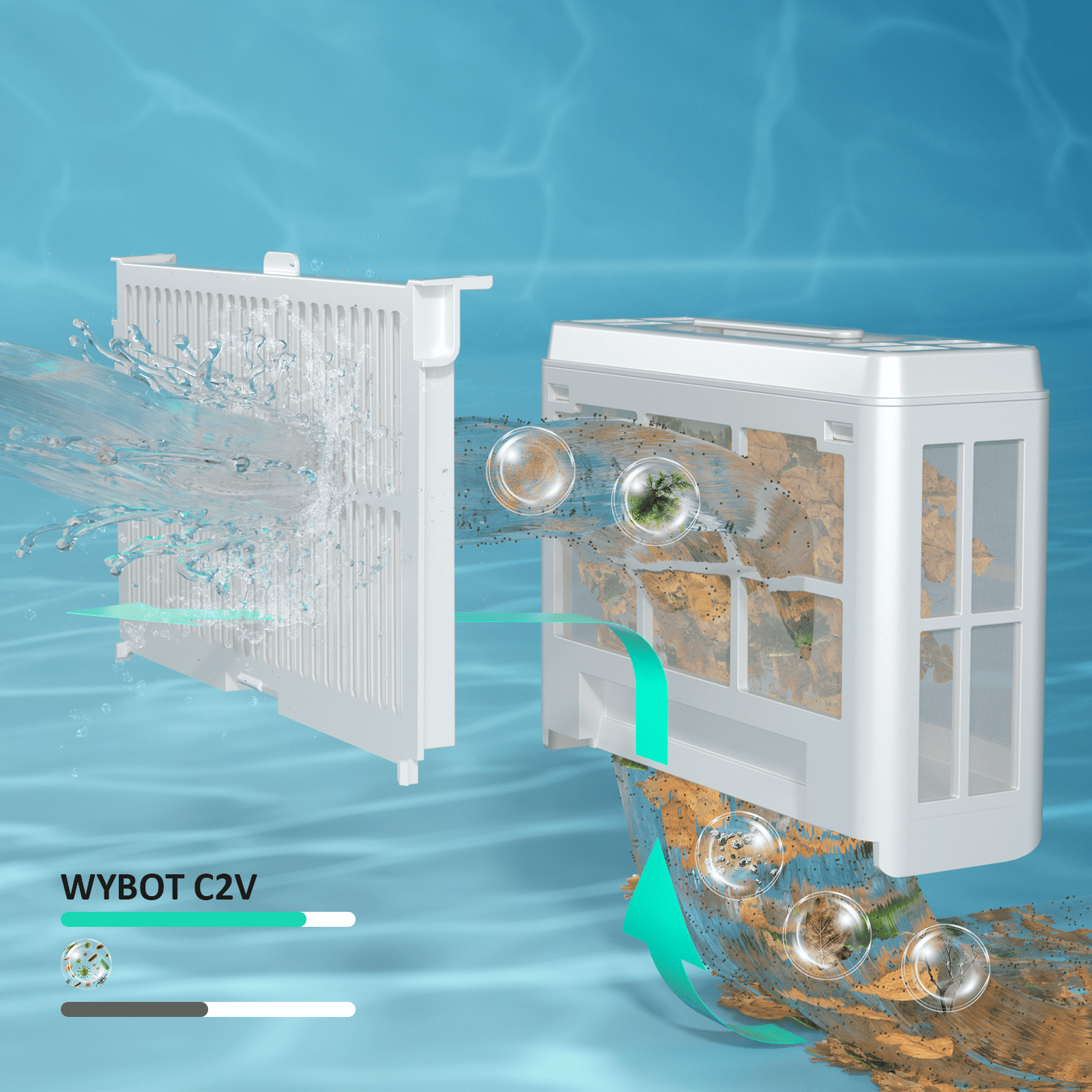 Robot de Piscine Sans Fil WYBOT C2 Vision avec Smart Vision, Navigation Intelligente, 8 Modes de Nettoyage, batterie longue durée - 6
