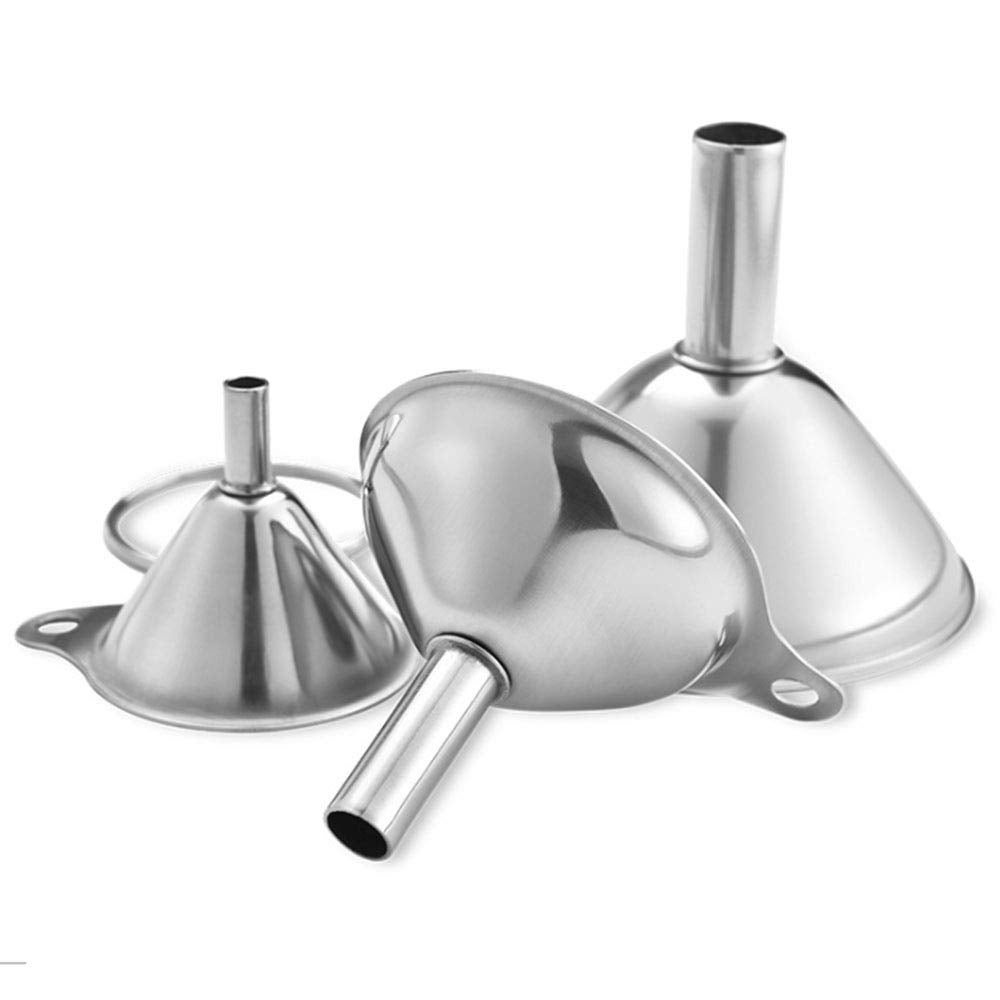 Lejek ze Stali Nierdzewnej, Zestaw Filtrów z Nierdzewnej Stali, 3 sztuki do Przelewania Płynów, Mini-Lejki
