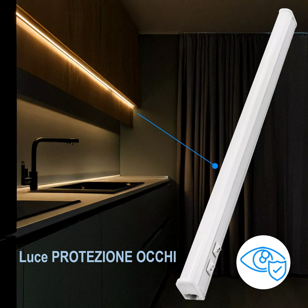 Barra a LED sottopensile reglette luce Neon sotto pensile basso consumo per cucina cambio colore ON OF prolungabile 220V 36W 4000LM 150cm - 8