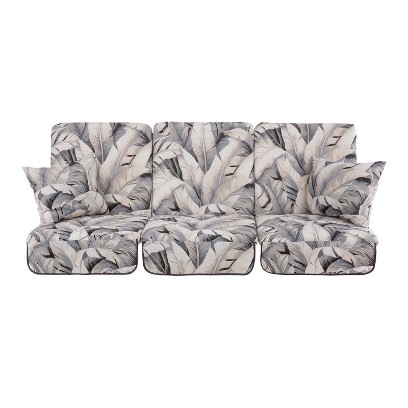 Poduszki na huśtawkę 180 cm Rimini / Venezia szare z motywem liści Patio