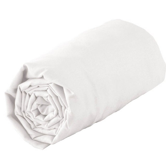 Drap housse 100 % coton 57 fils - Blanc - 120x190 cm - Coton