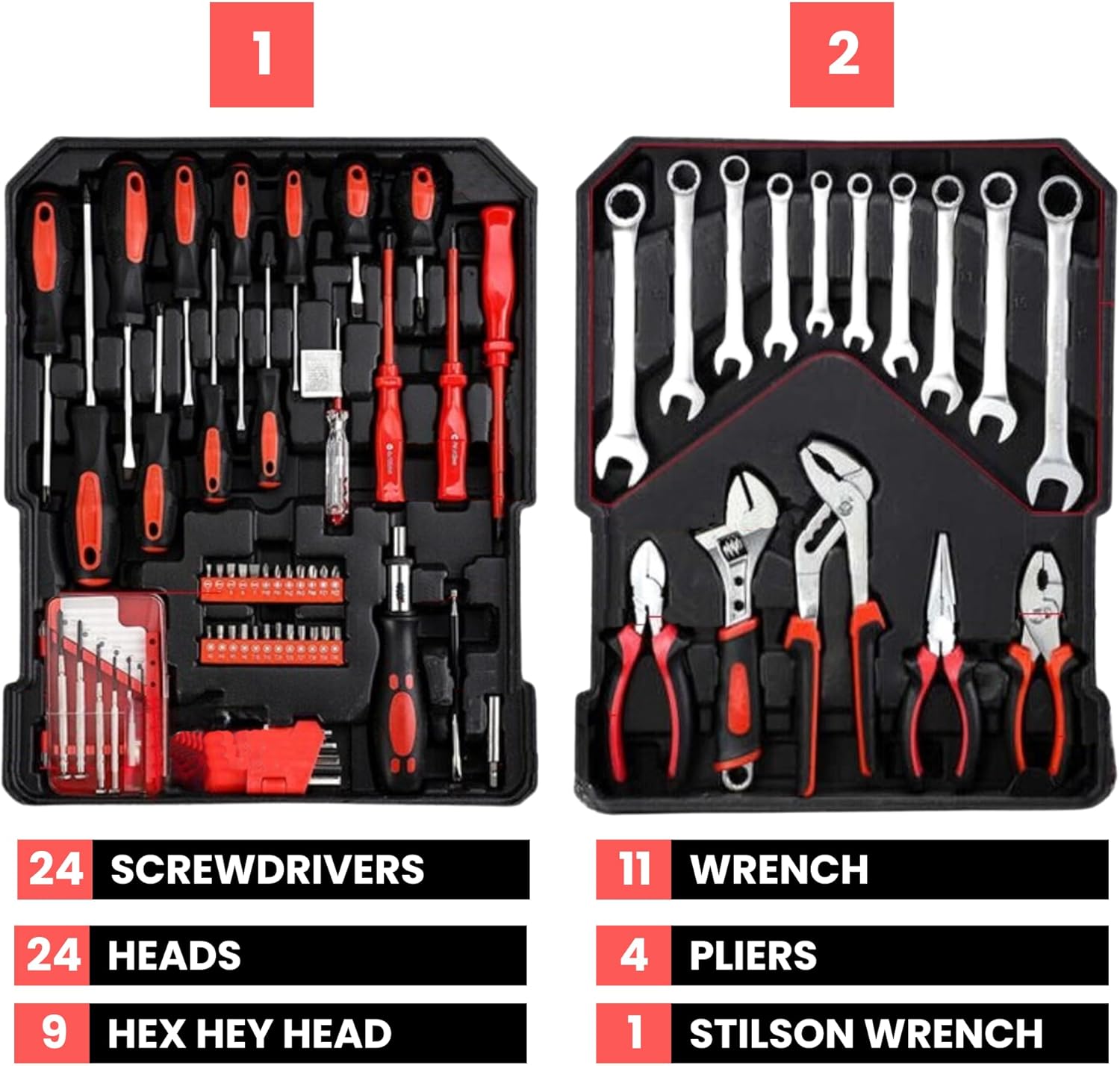 𝗠𝗮𝗹𝗹𝗲𝘁𝘁𝗲 𝗮 𝗢𝘂𝘁𝗶𝗹𝘀 𝟭𝟴𝟳 𝗣𝗖𝘀 𝗖𝗵𝗿𝗼𝗺𝗲 𝗩𝗮𝗻𝗮𝗱𝗶𝘂𝗺.Cassetta degli attrezzi completa con ruote in alluminio impermeabili. - 4