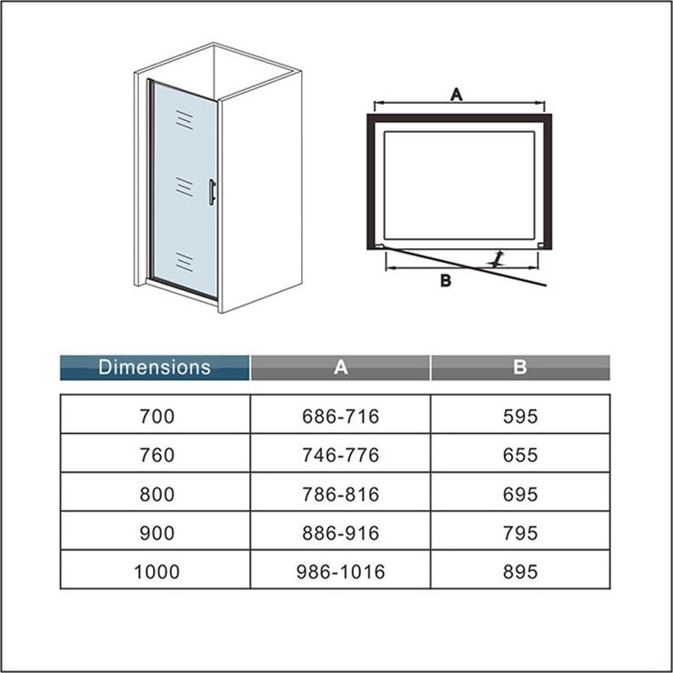 Aica Porte De Douche Pivotante 70x185cm En Niche En Verre Bande Central Dépoli Anticalcaire - 5