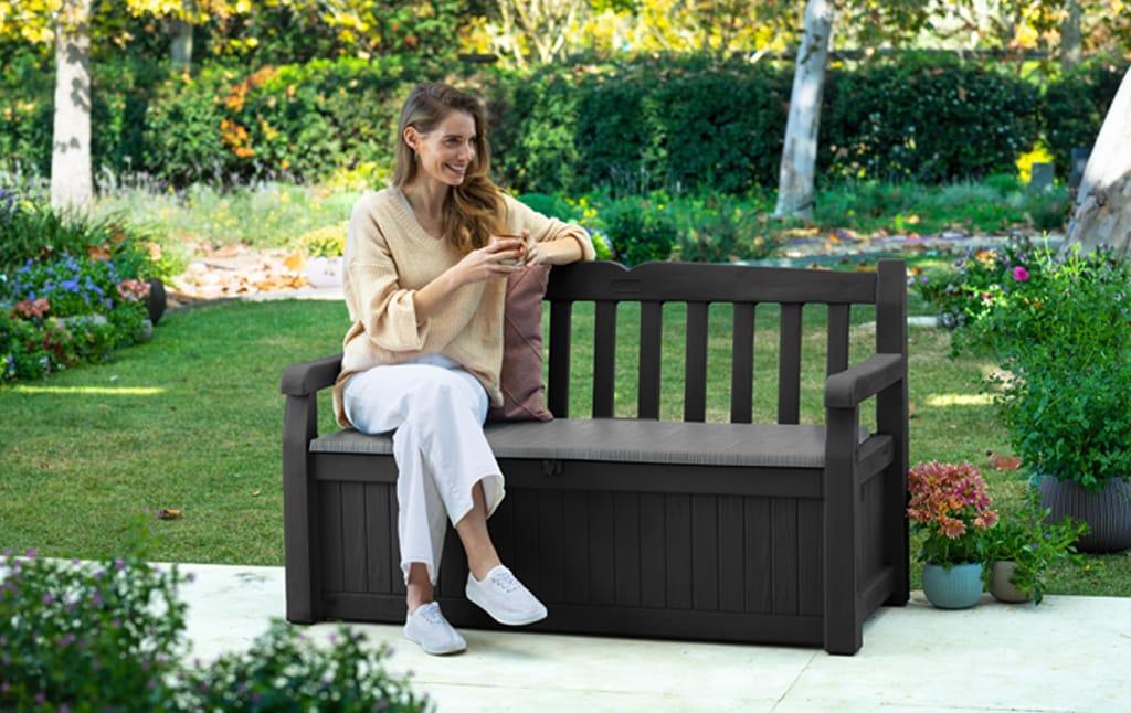Banc de jardin EDEN avec Coffre en résine 265L - Anthracite - KETER - 3