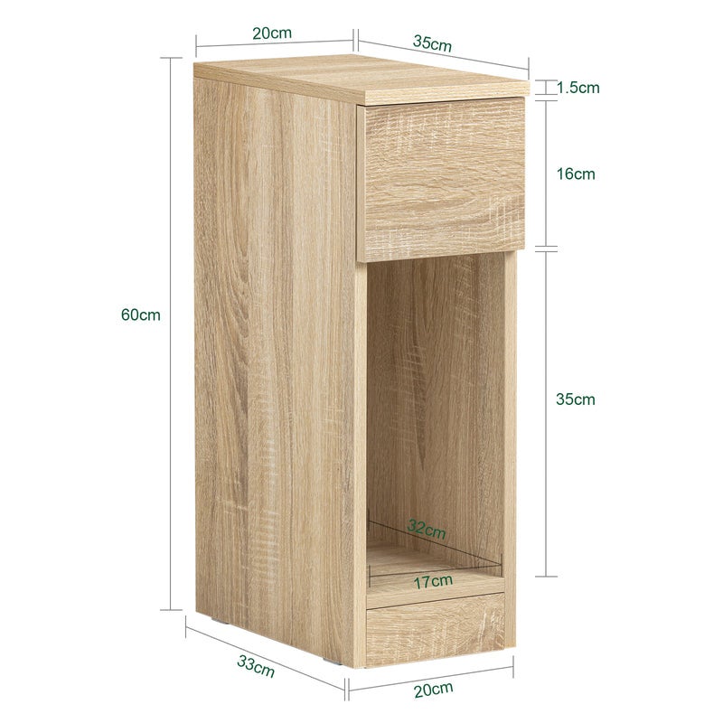 Set de 2 Mesas Auxiliares Mesita de Noche con 1 Cajón Mesa para Salón Comedor 20 x 35 x 60 cm Madera FBT111-Nx2 SoBuy ES - 2