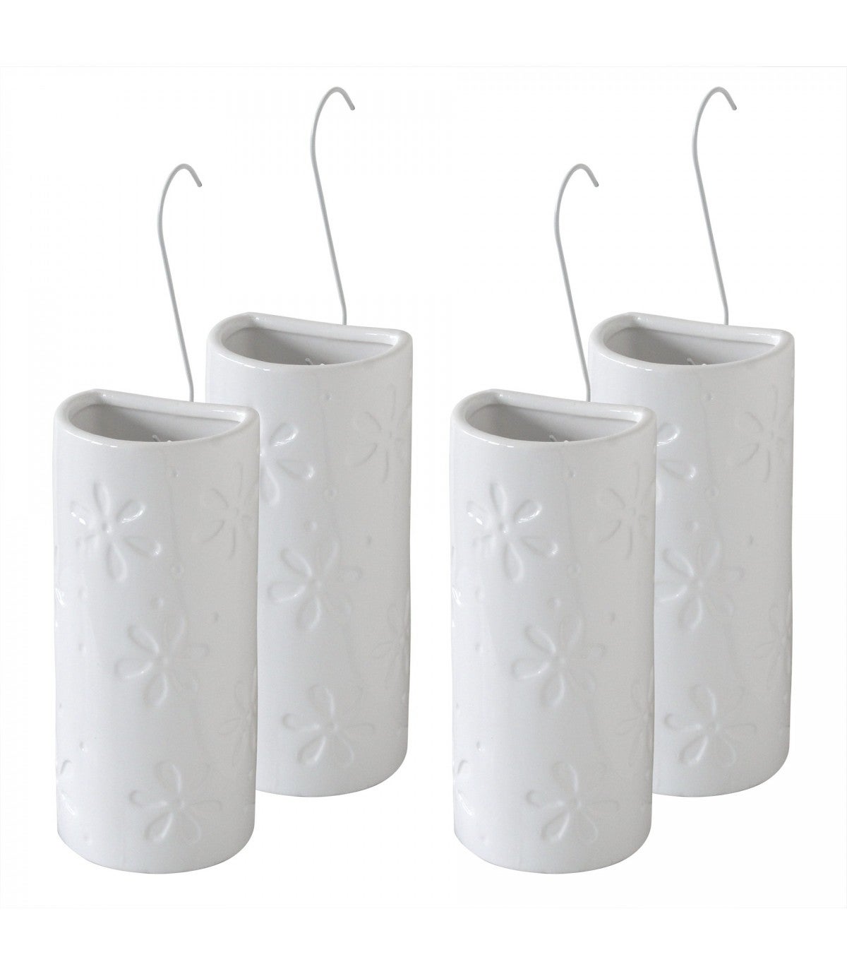 Humidificador de cerámica - Lote de 4 - Blanco, estampado con flores - Loza - 5