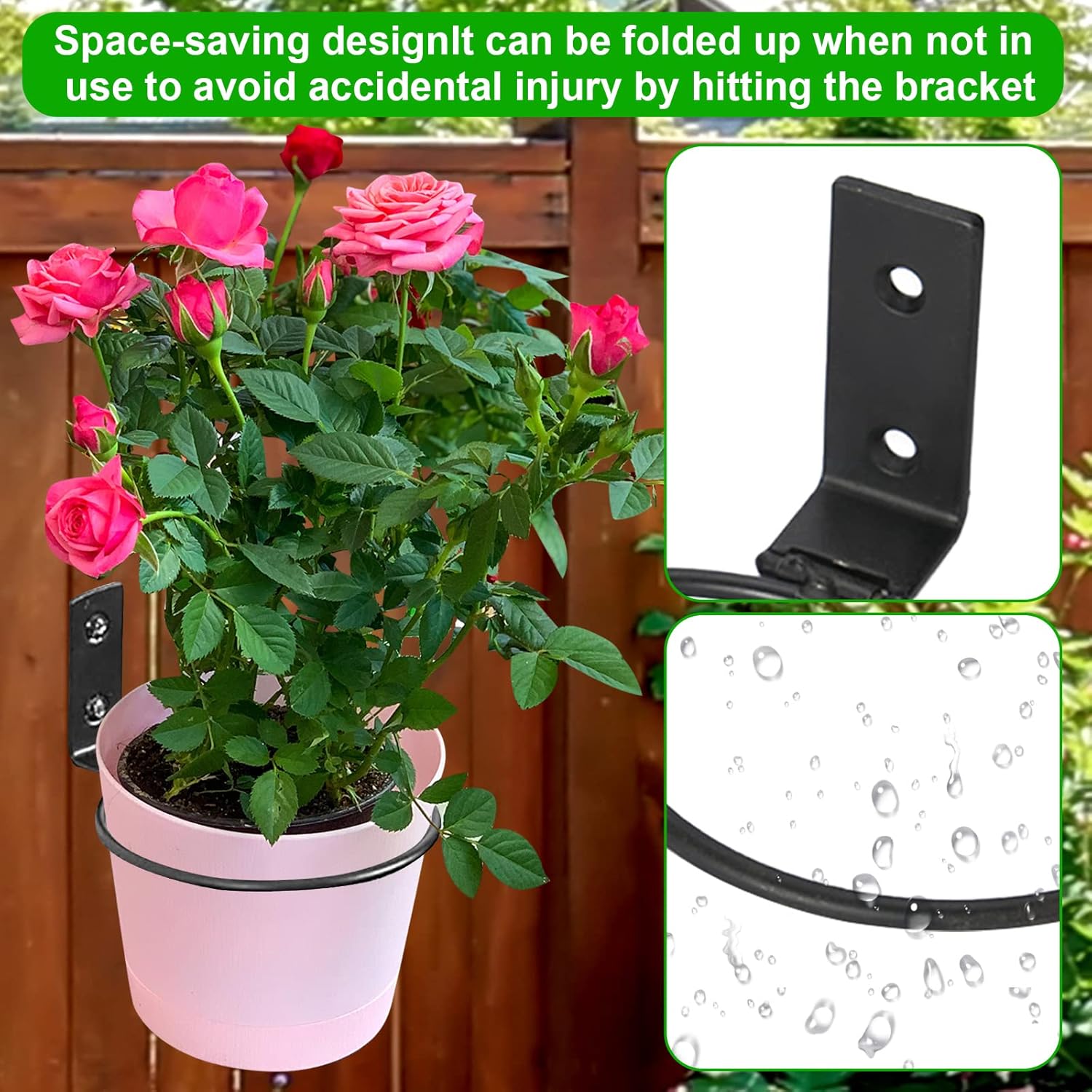 Lot de 3 Support Mural Pot Suspendu Plante Exterieur Porte-Pots Anneau Support Mural en Métal Support Plantes Interieur Exterieur Suspendu - 3
