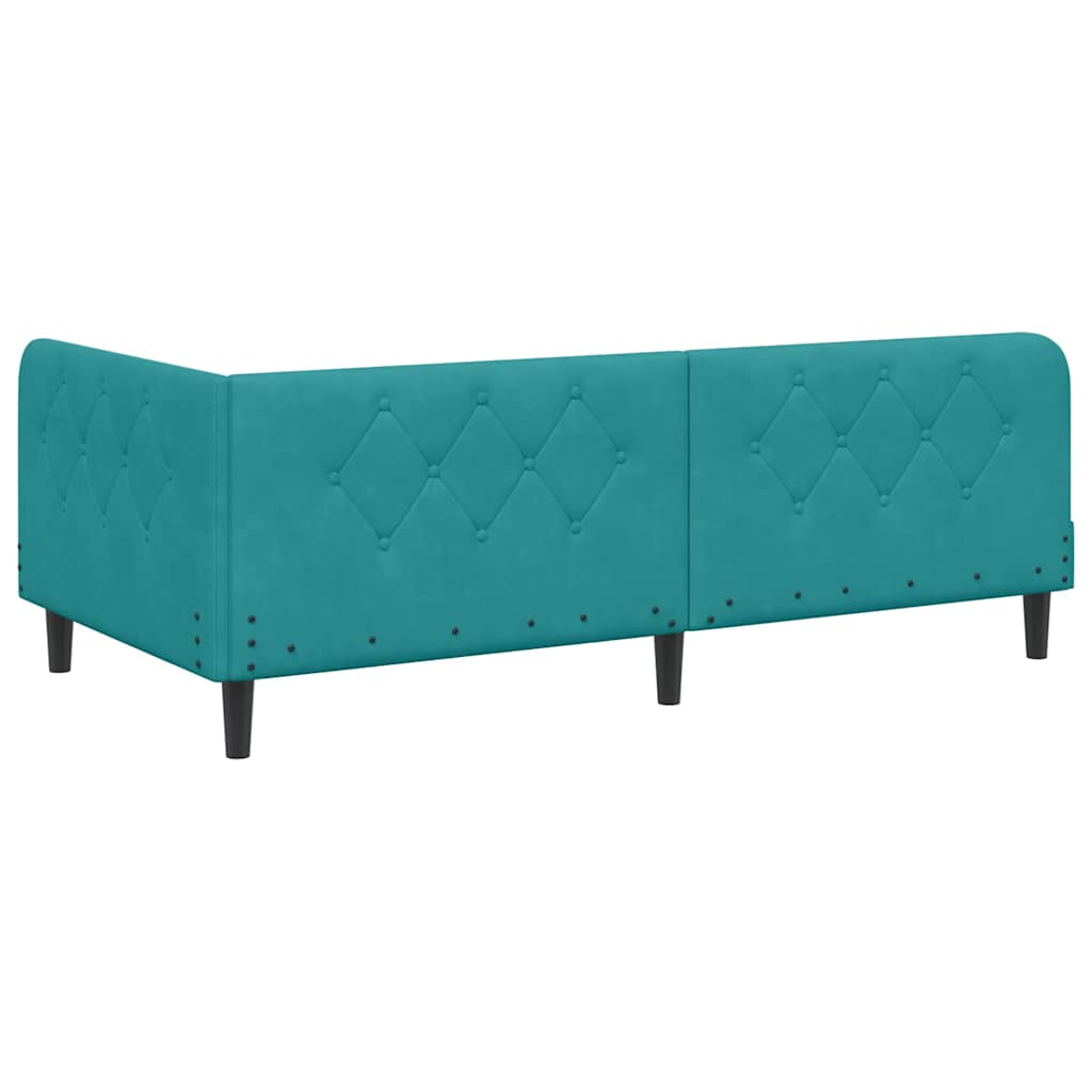 Cadre de lit d'angle turquoise, 90 x 190 cm, velours - 7