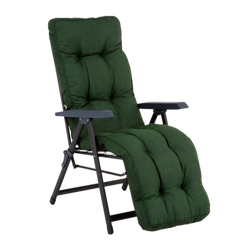 Fotel ogrodowy z podnóżkiem Lena Plus Black Edition zielony Patio