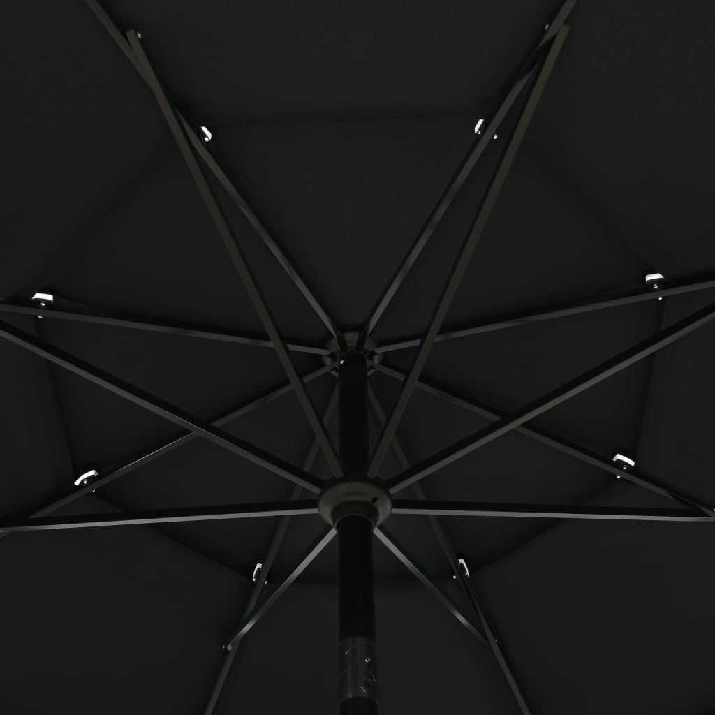 Parasol à 3 niveaux avec mât en aluminium Noir 3,5 m - 2