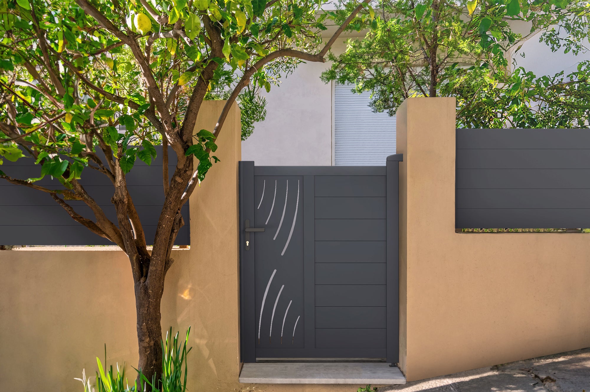 Portillon 1m VELETA H.140cm aluminium gris - 9