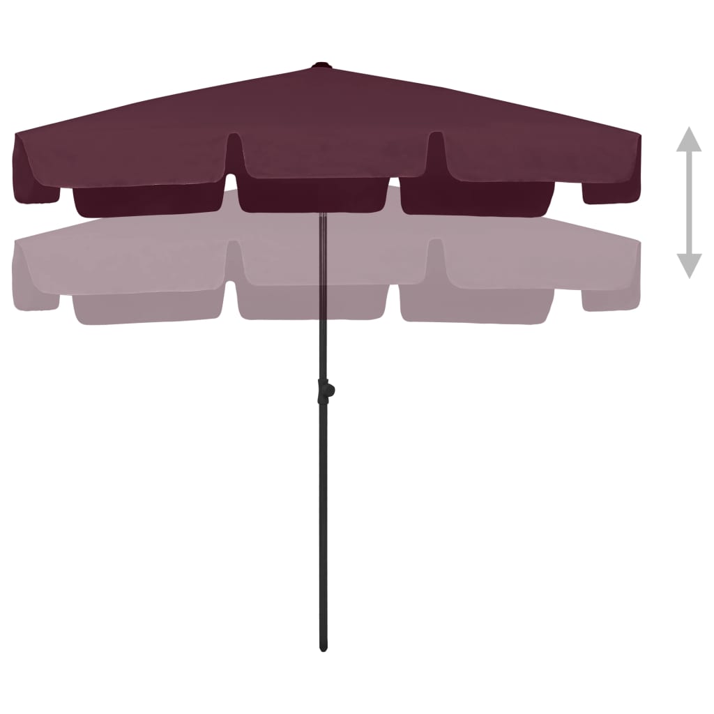 Parasol de plage Rouge bordeaux 200x125 cm - 5