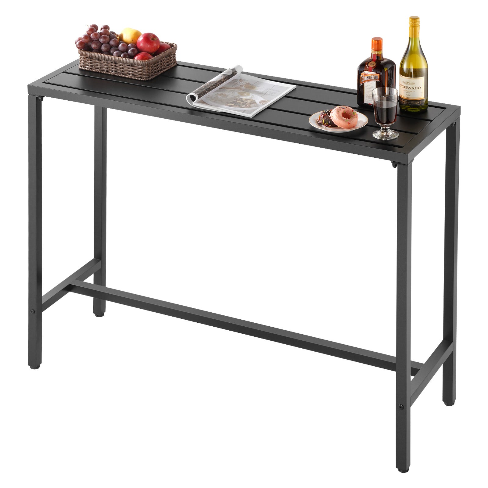 Table De Bar En Acacia Massif 120x60x105 Cm - Table Haute Bistrot, Jardin, Extérieur - Style Rustique, Montage Facile