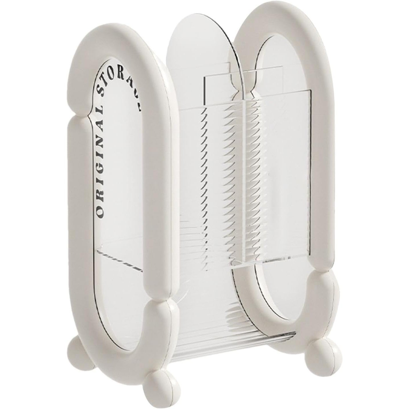 Cutie depozitare cosmetice Flippy, 4 compartimente, plastic, alb, 12 x 10 x 20 cm