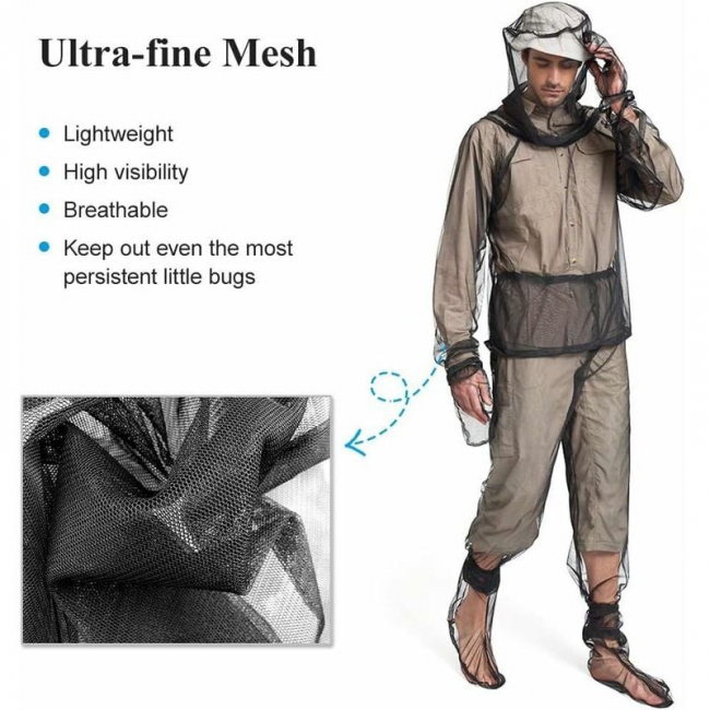 Combinaison anti-moustiques en maille ultra-légère pour l'apiculture, taille S/M, unisexe - 3