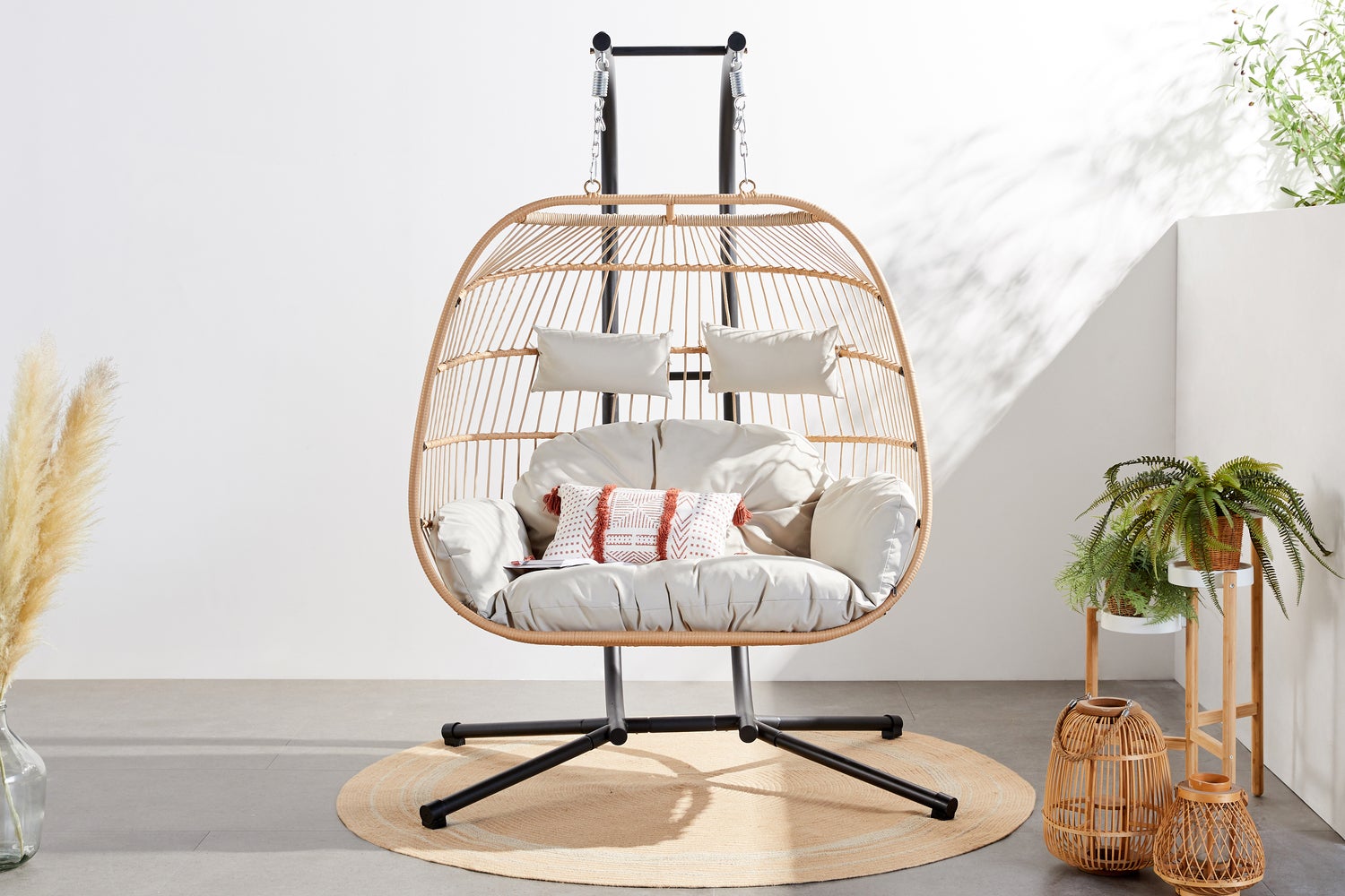 Fauteuil suspendu 2 places effet rotin FARO - 3