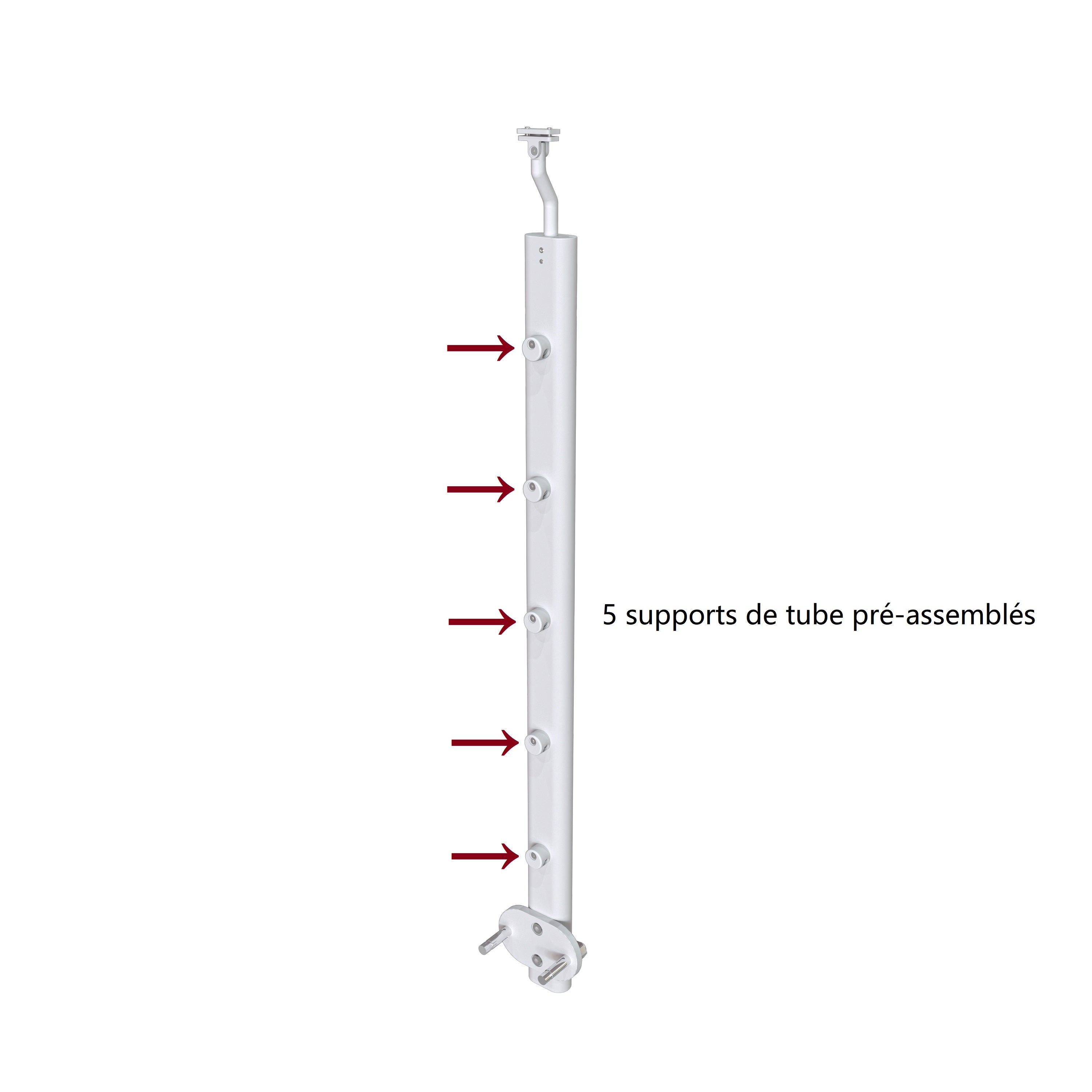Garde-corps - Intérieur et extérieur - Aluminium argenté - Avec 5 traverses et 1 main courante - 150cm - Rampe d'escalier pose latérale - 7