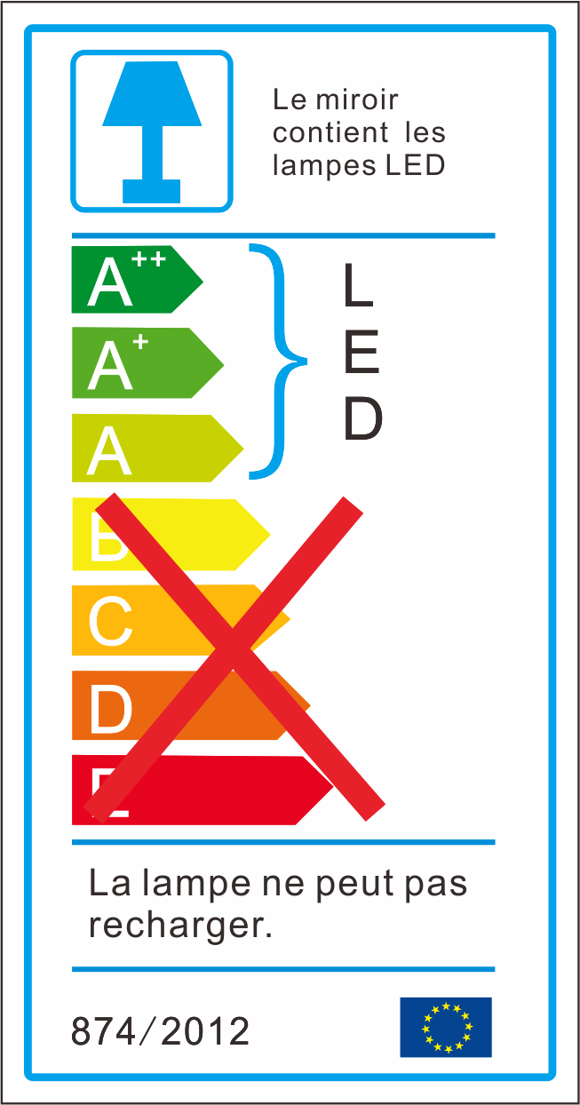 AICA Bluetooth LED 100x60cm tactile + antibuée + horloge miroir salle de bain tricolore, horizontalement - 5