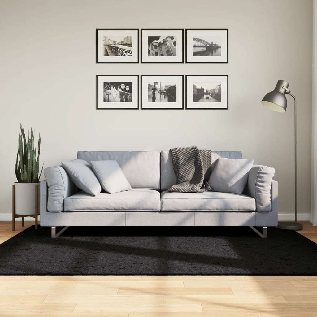 Dywan OVIEDO z krótkim włosiem, czarny, 140x200 cm vidaXL