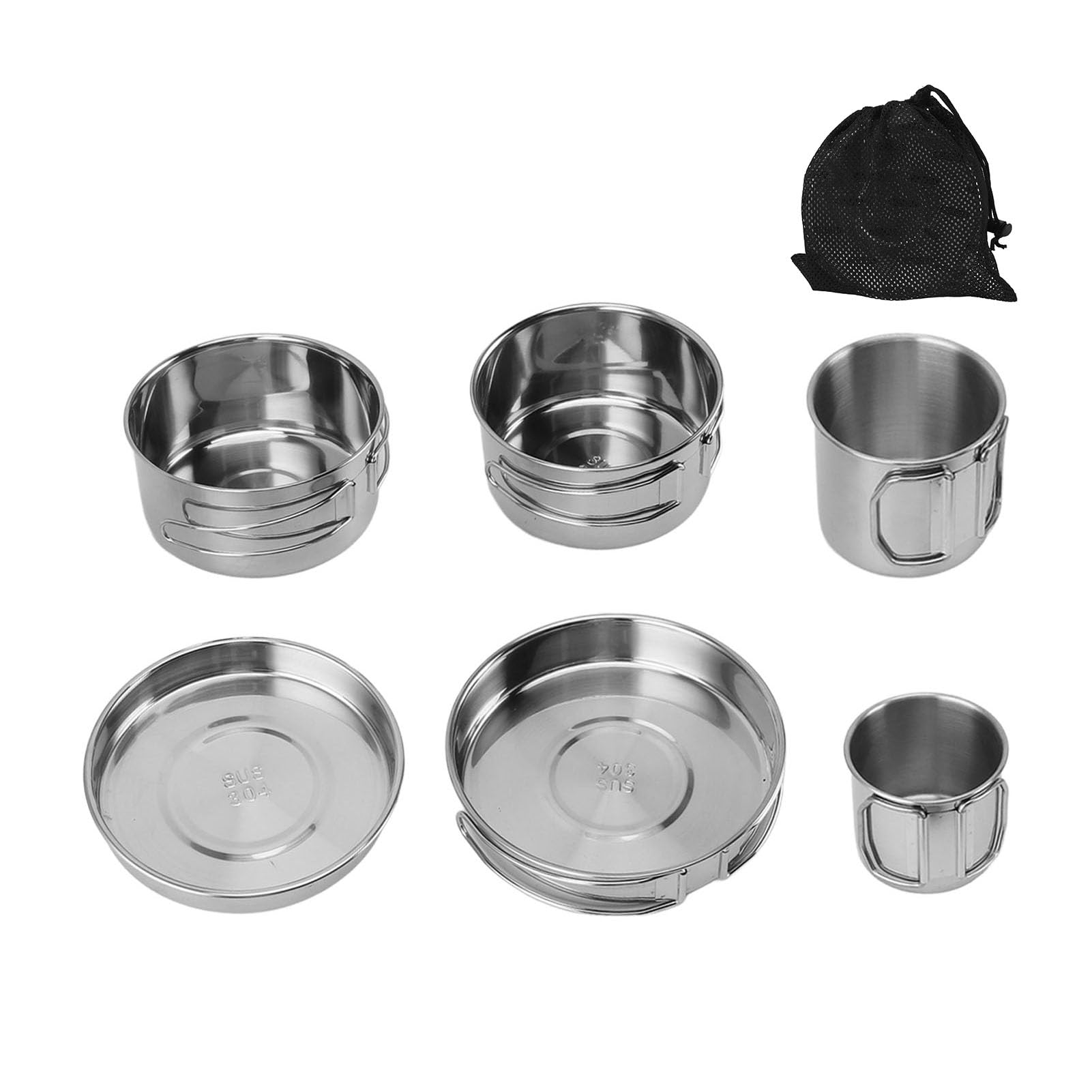 Casserole Camping Acier Inoxydable 304 – Bol Avec Poignée Pliable Pour Cuisine Extérieure, Pique-nique, Randonnée