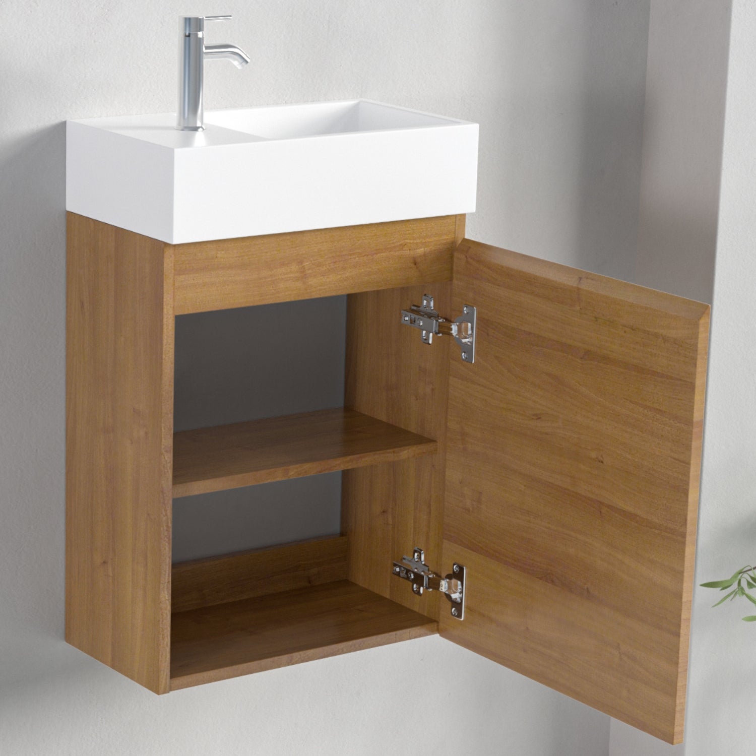 Mueble de baño suspendido con lavabo 40 cm roble dorado - LOMAZOO Malibu - 4