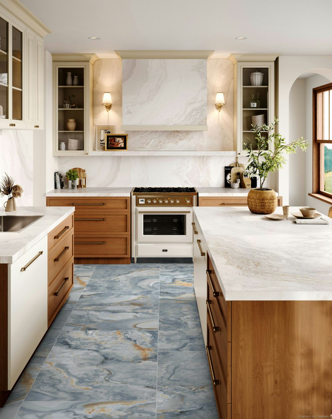 Carrelage sol / mur effet marbre bleu ONYX AGATE BLUE l.60 x L.120 cm Brillant LIMCARO - 6