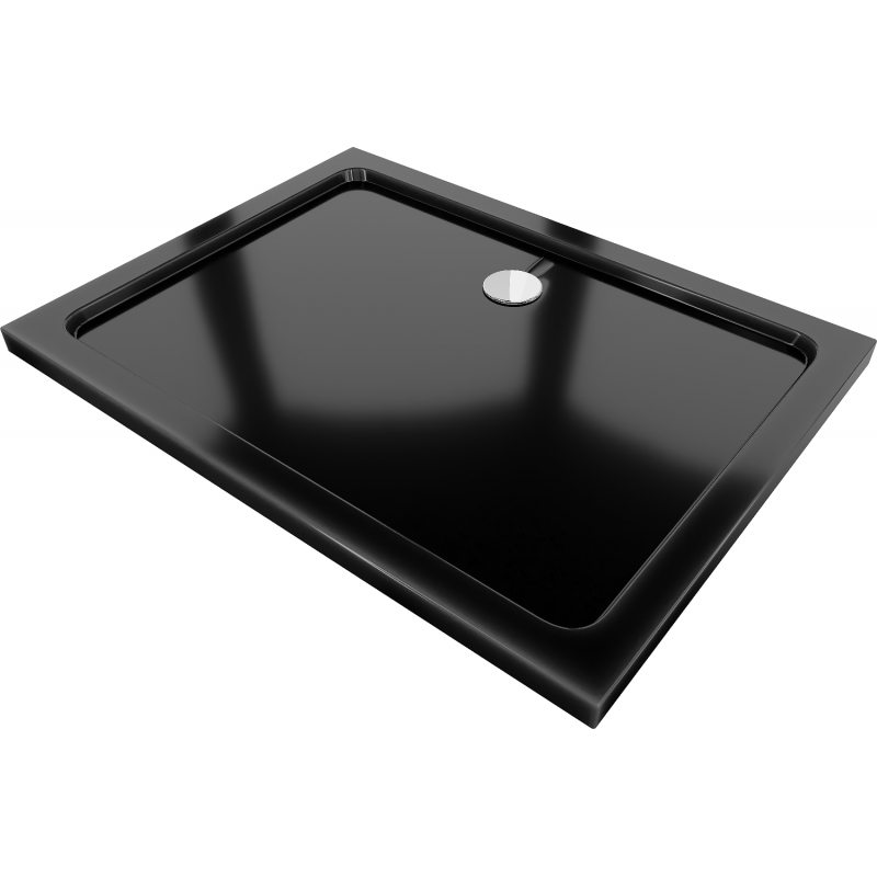 Mexen Flat brodzik prostokątny slim 90 x 70 cm, czarny, syfon chrom - 40707090