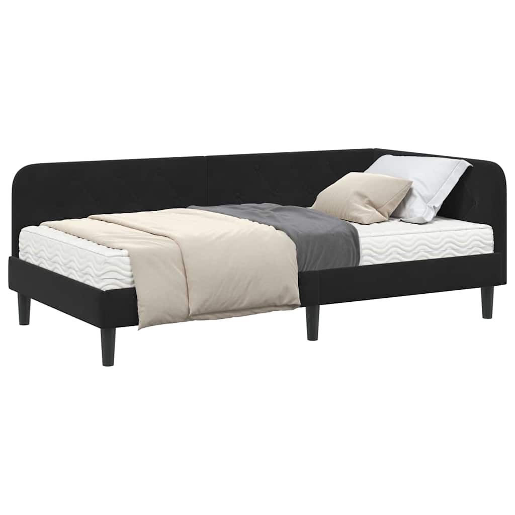 Cadre de lit d'angle en velours noir pour la chambre, 100 × 200 cm - 3