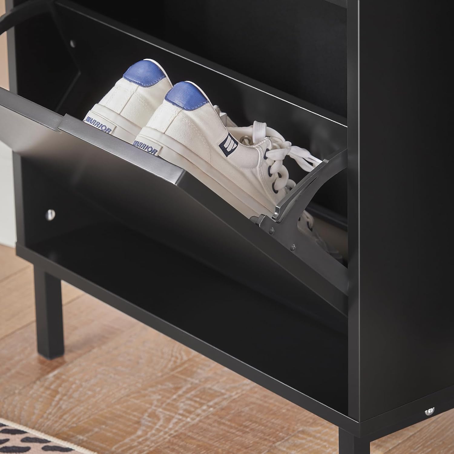 SoBuy Meuble à Chaussures Meuble de Rangement à Chaussures avec 2 Abattants Meuble d'Entrée – Noir, FSR151-SCH - 4
