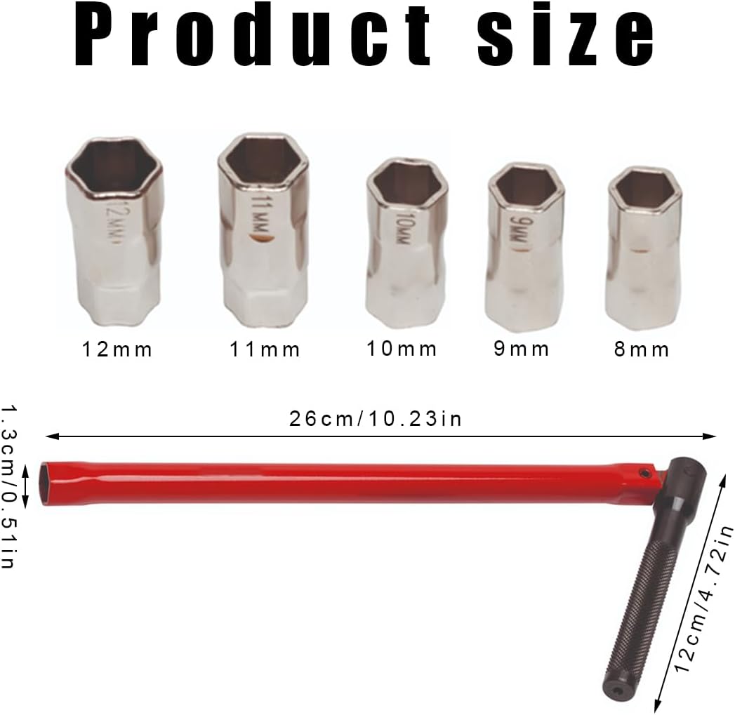 Clé à Robinet Spéciale 8-13 Mm SUJEBKC – Outil Installation Mitigeur Avec 5 Adaptateurs, Poignée Inclinable Antidérapante