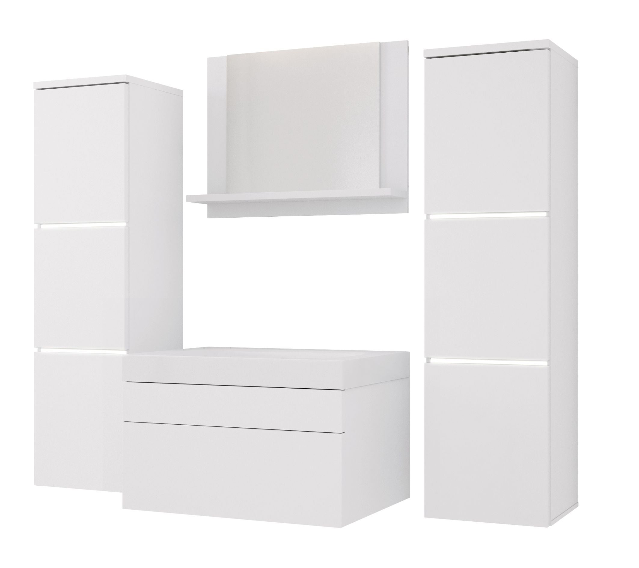 Zestaw mebli łazienkowych, Matowa biel, Matowa biel, 120 x 110 cm