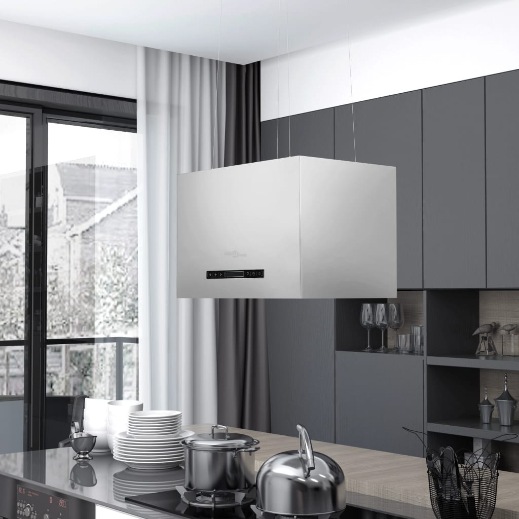 Vidaxl Campana Extractora Colgante Táctil Lcd Acero Inoxidable 55 Cm Carbón/Plateado Acero Inoxidable, Leroy Merlin